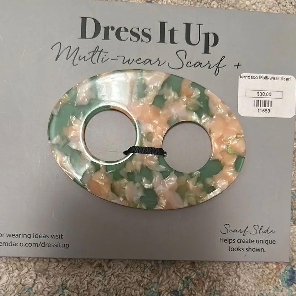 Demdaco Multi-wear Scarf Slide - Green and Beige